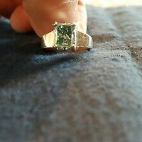 Jewelry - Radiant cut Blue Green moissanite ring